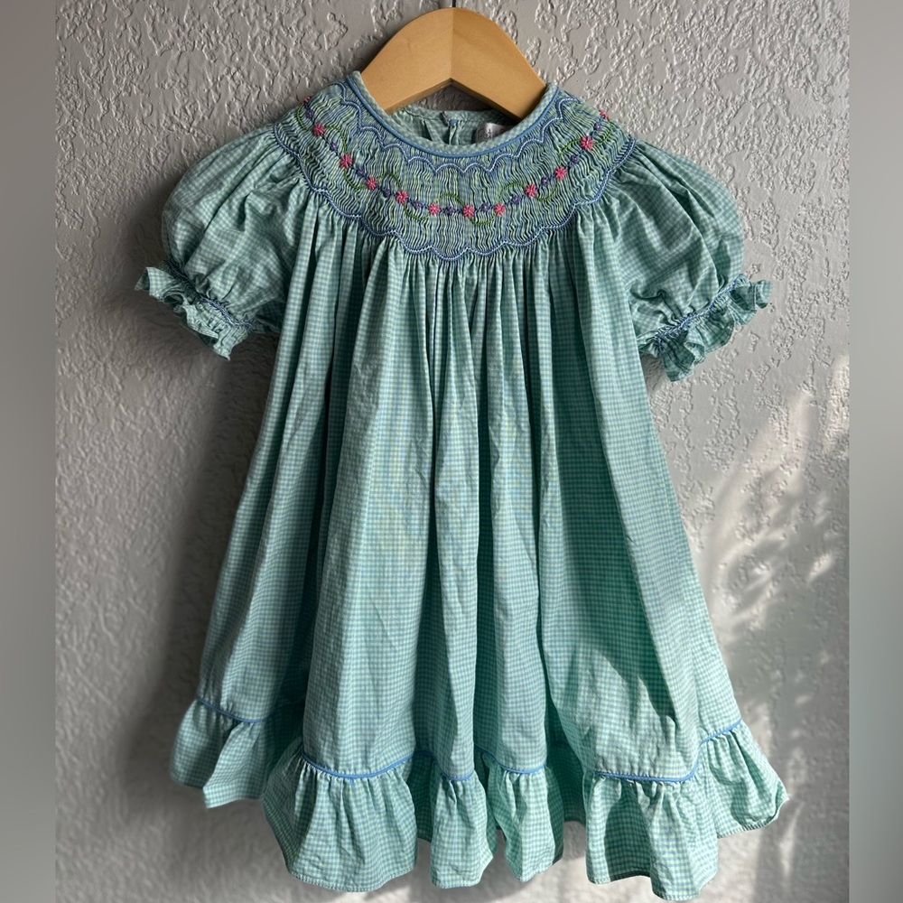 Petit Ami smocked gingham dress 12m